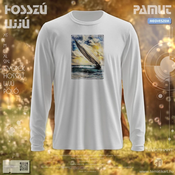 dőlt vitorla gyerek hosszú ujjú póló